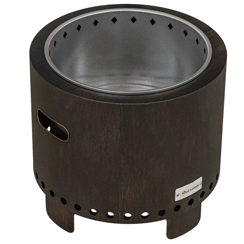 Metal Wood-Burning Smokeless Fire Pit - Stylish Black Outdoor Fire Pit for Backyard Gatherings and Cozy Evenings