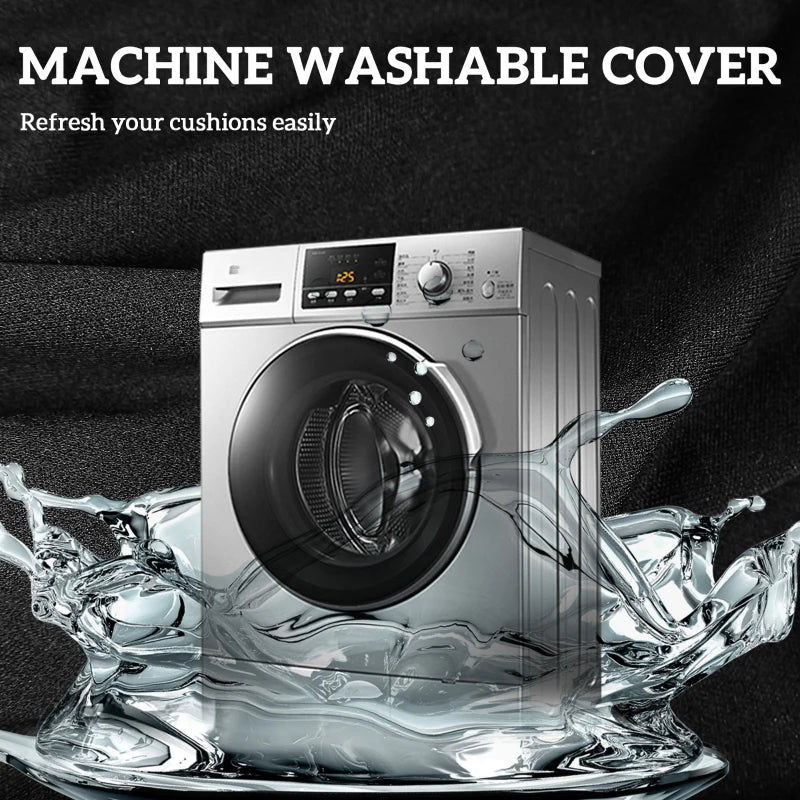 14-Piece Black Outdoor Rattan Furniture Cushion Set - 7 Seat Cushions & 7 Back Cushions for Patio Conversation Set