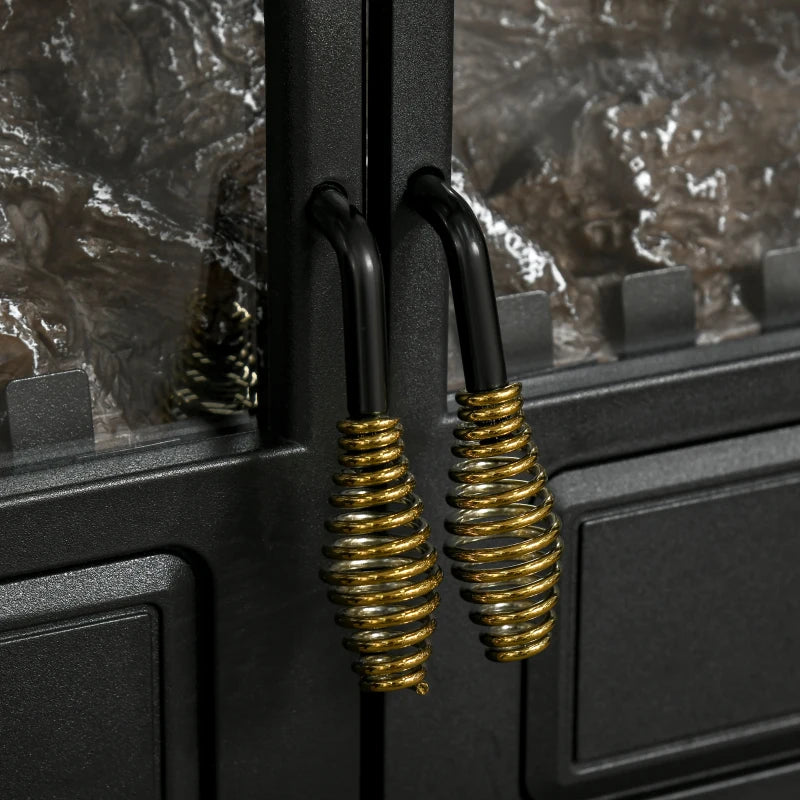 Electric Fireplace Stove Heater with LED Flame Effect Freestanding Portable Overheat Protection 1000W 2000W Black