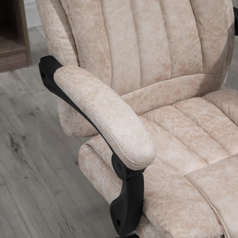 Vinsetto Microfibre Home Office Chair - Reclining Desk Chair with Armrests, Swivel Wheels & Footrest in Beige