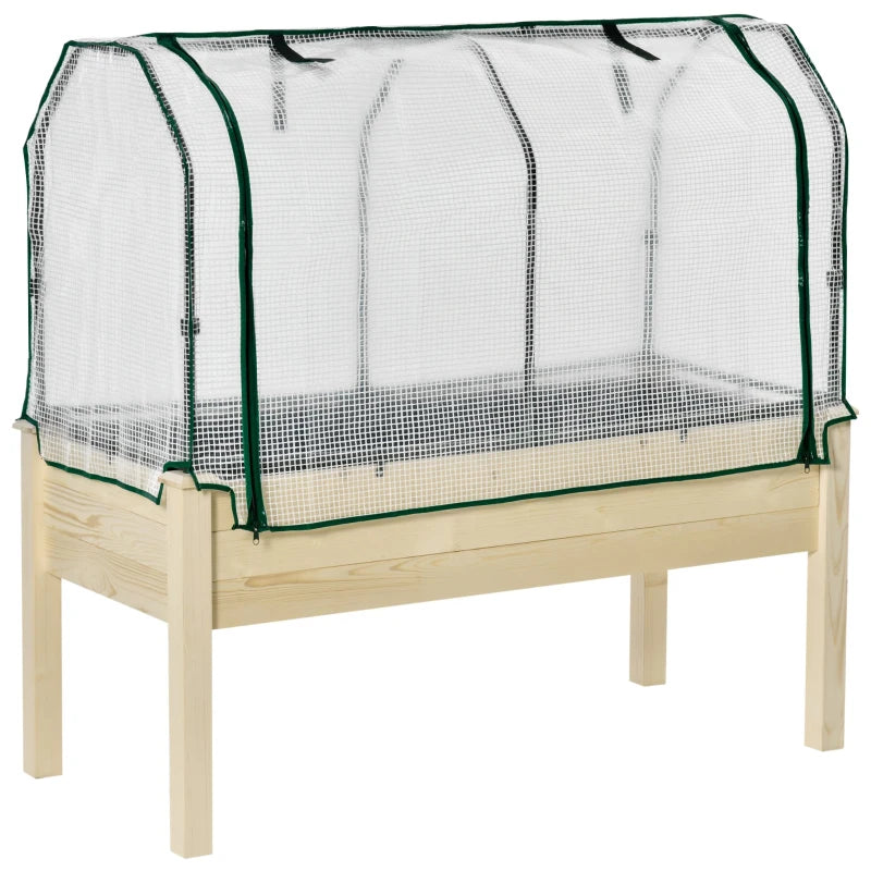 Natural Wood Raised Garden Bed with PE Cover