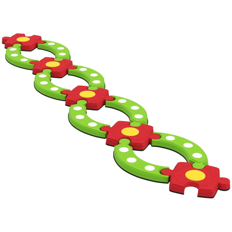 Kids Balance Beam Stepping Stones Set 13 Pieces Non-slip Textured Surface for Toddlers Green