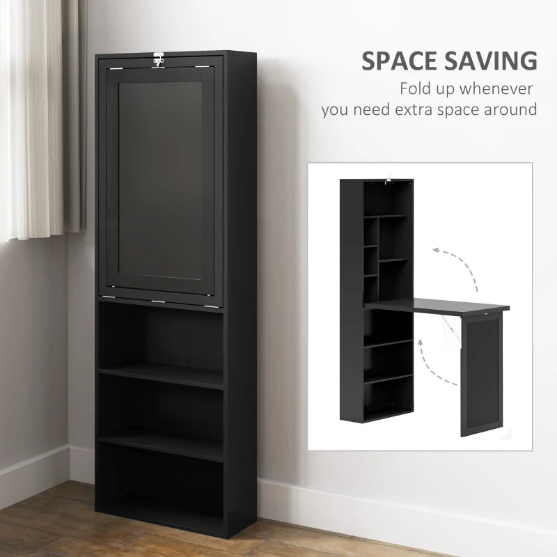 Black Three-Part Work Desk with Storage & Chalkboard - Stylish Home Office Furniture for Productivity