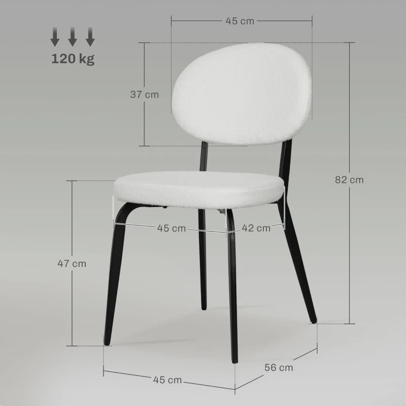 Set of 4 Modern White Boucle Dining Chairs - Stylish, Comfortable, and Durable for Dining Room or Kitchen