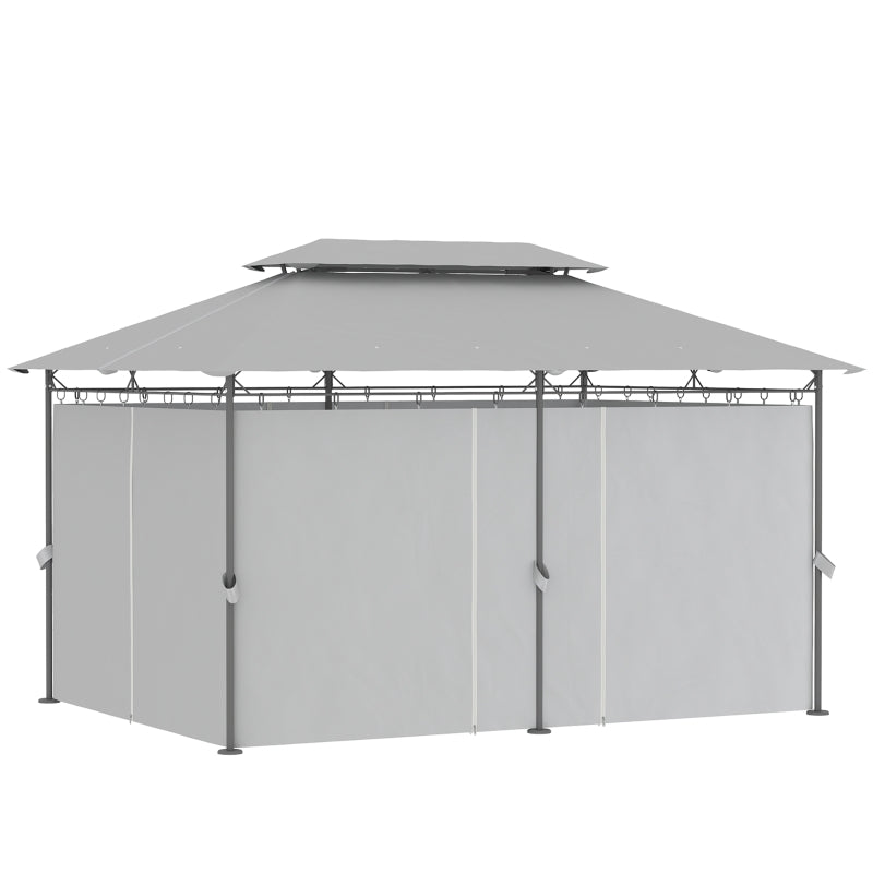 3m x 4m Dark Grey Metal Frame Two-Tier Roof Gazebo