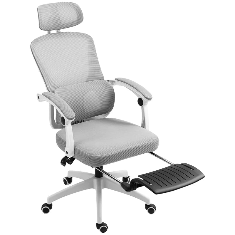 Ergonomic Multi-Adjustable Grey Mesh Back Office Chair for Ultimate Comfort and Support - Perfect for Home and Office Use