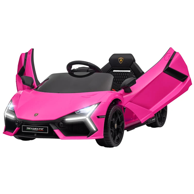 Licensed 12V Lamborghini Revuelto Ride On Car with Butterfly Doors and Remote Control Pink
