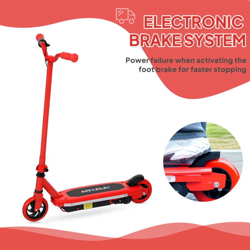 Electric Scooter for Kids Ages 6-14 with Colorful LED Lights Red
