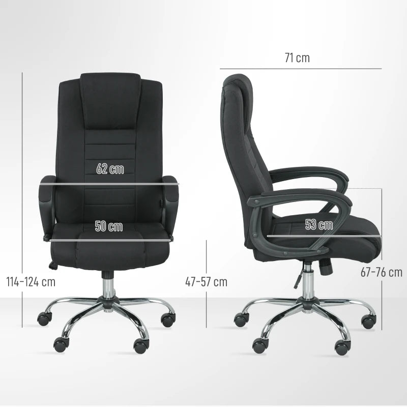 Vinsetto Linen-Look Swivel Office Chair in Black - Stylish Ergonomic Design for Home & Office Use