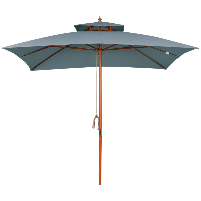 Dark Grey 3x3m Double Tier Patio Garden Umbrella Canopy