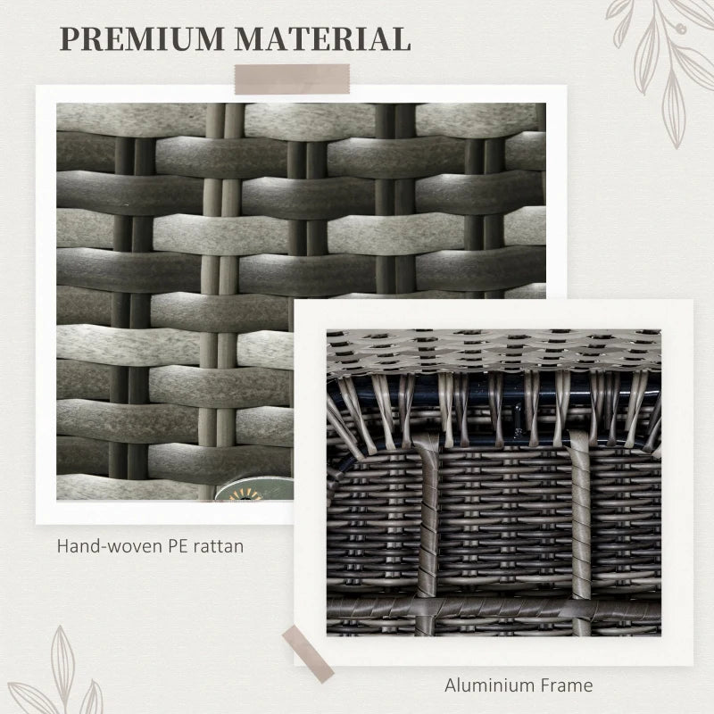 Grey 7-Piece Grey Rattan Outdoor Dining Set with Glass Table & Umbrella Hole