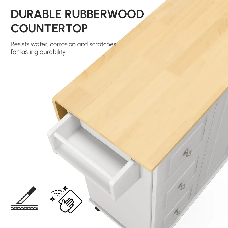 Rolling Kitchen Island with Drop Leaf and Storage Trolley on Wheels for Easy Mobility