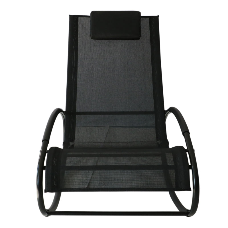 Black Rocking Sun Lounger with Pillow