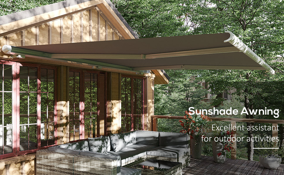 Grey 4m x 3m Full Cassette Electric/Manual Retractable Awning