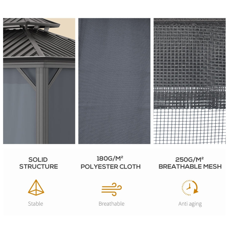 Grey 3m x 3.7m Hardtop Gazebo