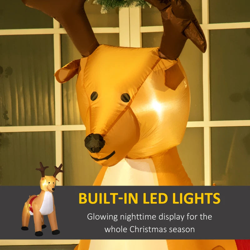6ft Inflatable Christmas Reindeer Decoration - Fun Holiday Blow Up Decor with Lights for Indoor & Outdoor Use