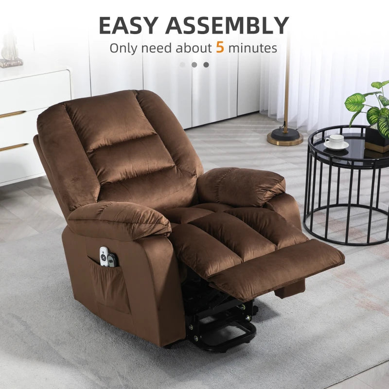 Eight Massage Point Reclining Armchair with Heat - Brown Leather Effect for Ultimate Comfort