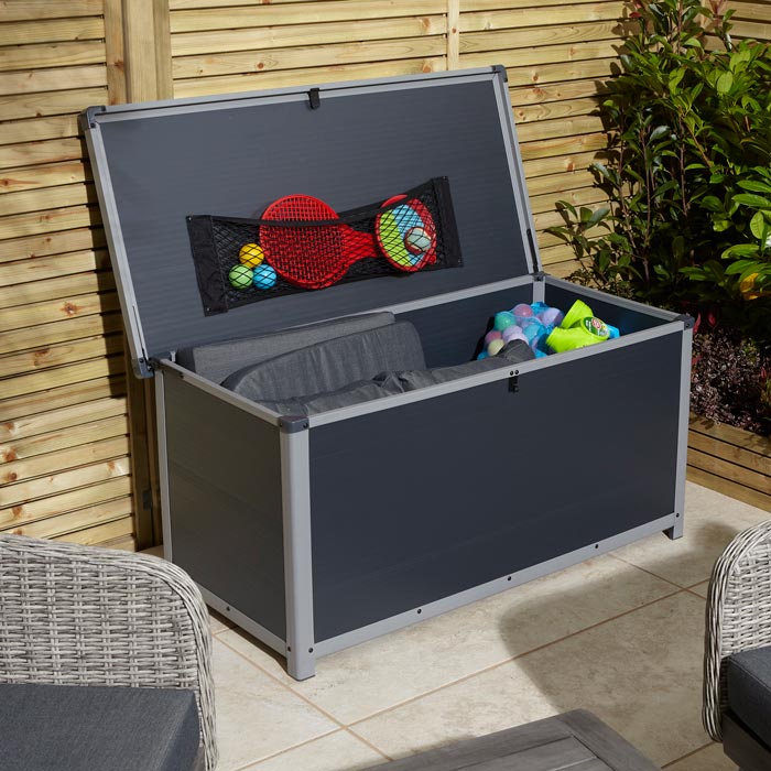 Outdoor Cushion Box Dark Grey 4x2 - Weatherproof