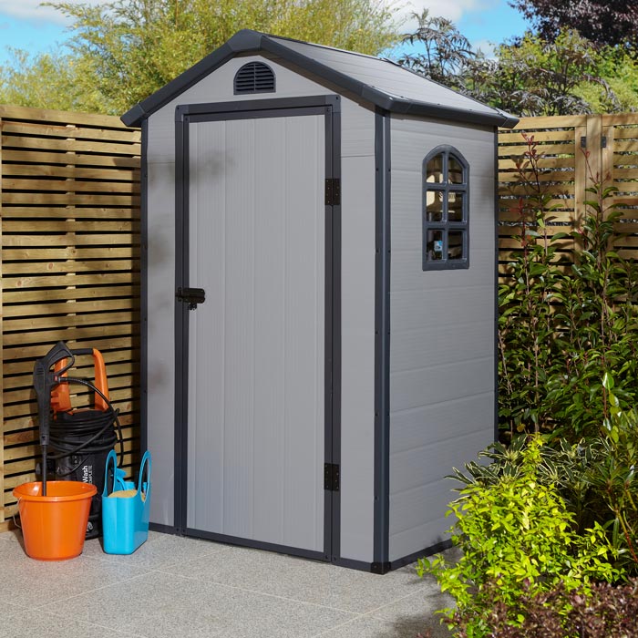 4x3 Plastic Apex Shed Light Grey