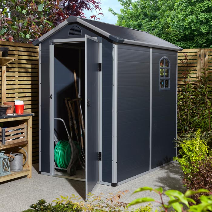4x6 Dark Grey Plastic Apex Shed