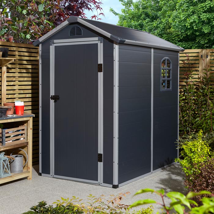 4x6 Dark Grey Plastic Apex Shed