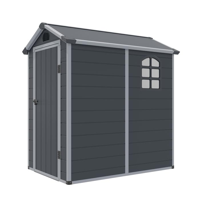 4x6 Dark Grey Plastic Apex Shed