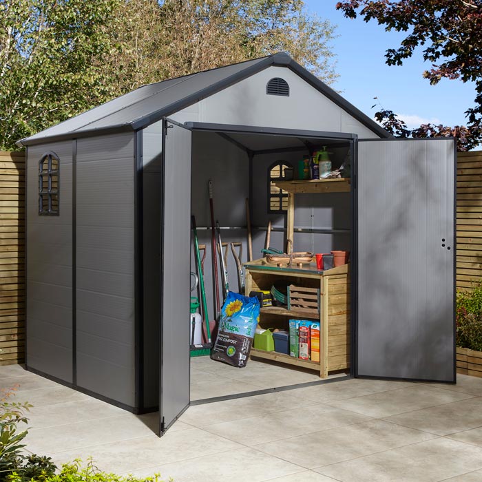 8x6 Plastic Apex Shed Light Grey
