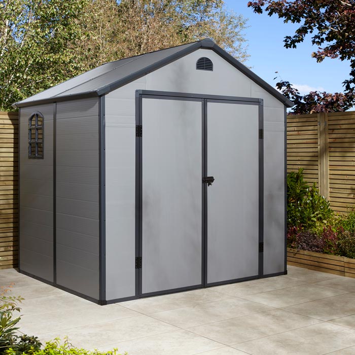 8x6 Plastic Apex Shed Light Grey