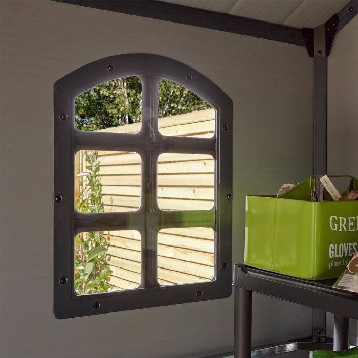 8x6 Plastic Apex Shed Light Grey