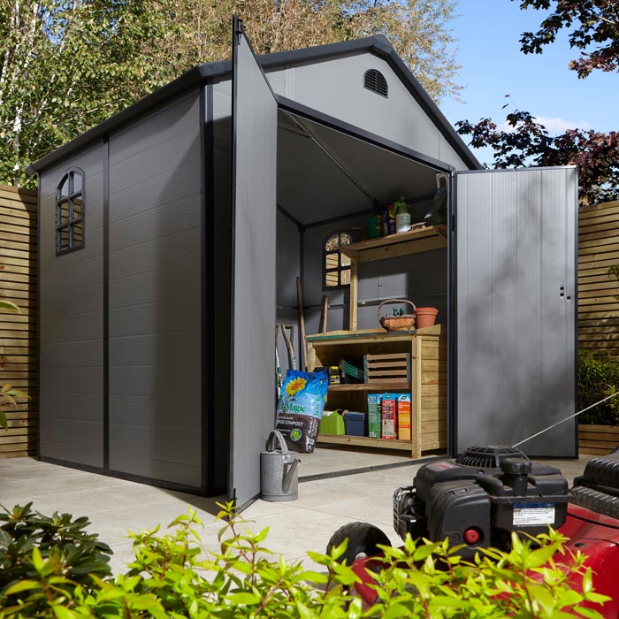 8x6 Plastic Apex Shed Light Grey