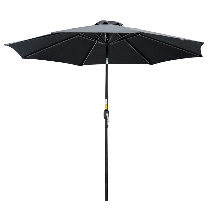 Black 3m Tilting Garden Umbrella with Tilt and Crank Handle