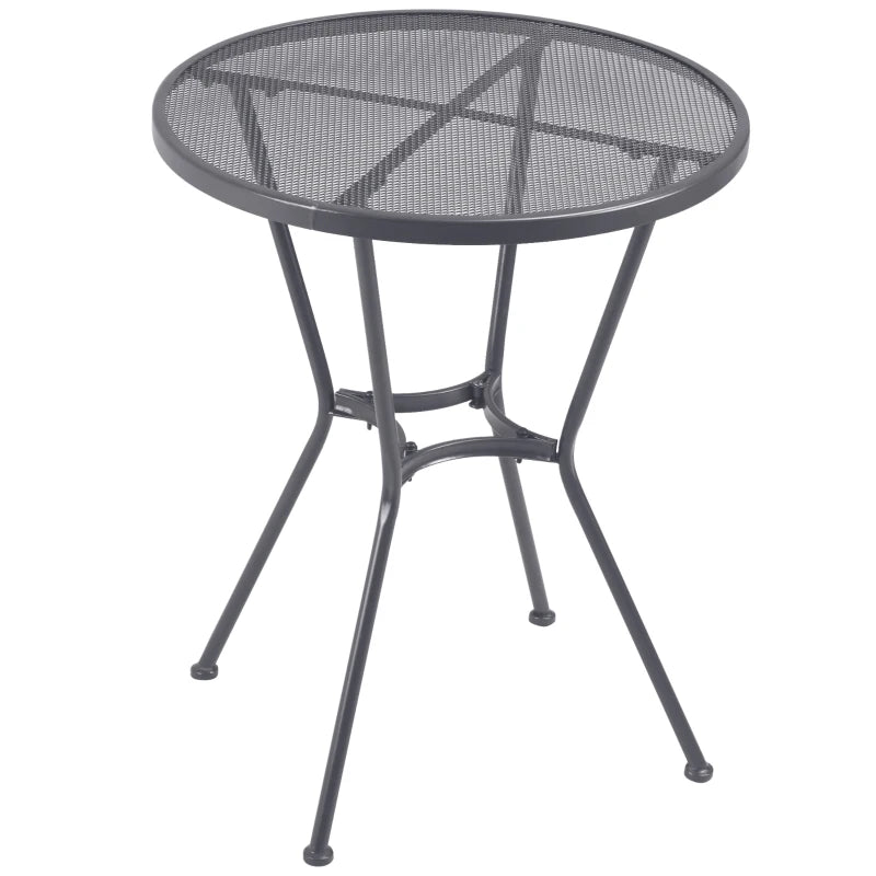 Dark Grey Metal Round Garden Bistro Table - 60cm