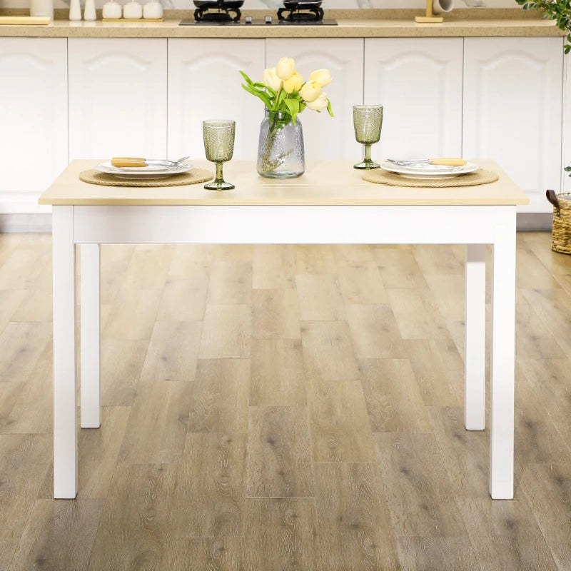 Modern Oak Dining Table for 4-6, Wood Effect Top, Sturdy Thick Legs, 120x70x75cm, Ideal for Kitchen & Living Room