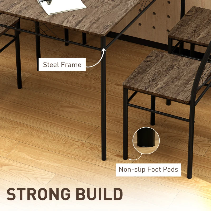 Stylish Five-Piece Minimalist Dining Set - Oak-Effect Table with Black Chairs for Modern Home Decor