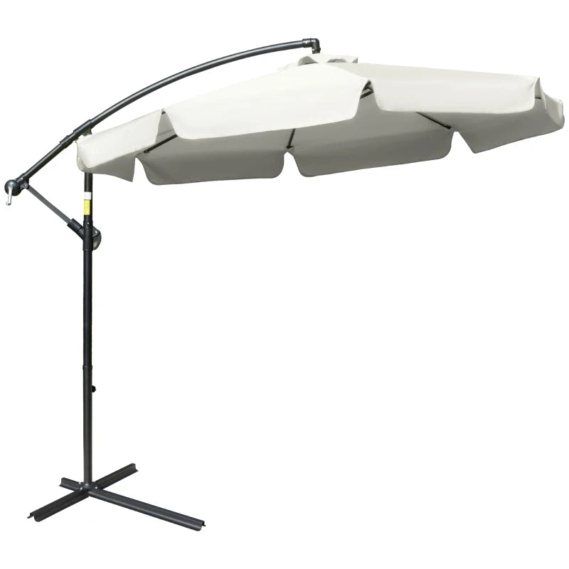 Cream White Cantilever Garden Banana Parasol Umbrella - 2.7m