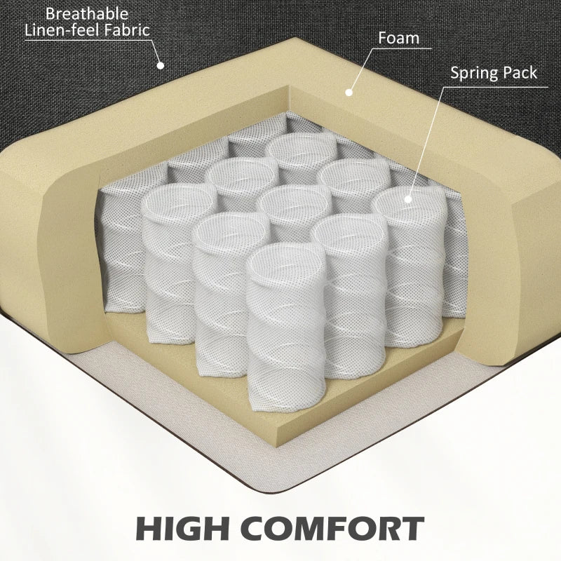 Mid-Century Charcoal Grey Armchair with Pocket Springs for Stylish Living Room Comfort