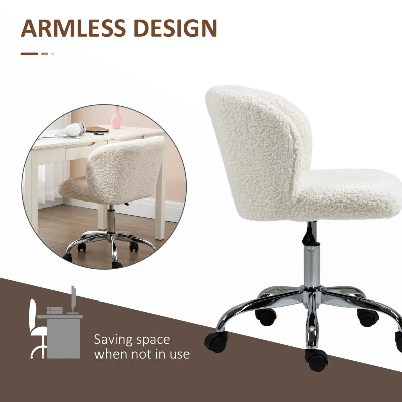 Ergonomic White Office Chair with Adjustable Height, Rolling Wheels, and Modern Design for Home and Office Use