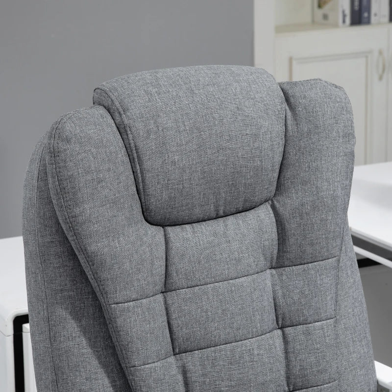 Vinsetto Heated Vibration Massage Executive Office Chair - Adjustable Ergonomic High Back Recliner with Footrest - Grey