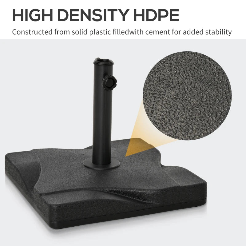 Black Square Cement Parasol Base - 20kg, Fits Φ32mm, Φ38mm, Φ48mm Pole