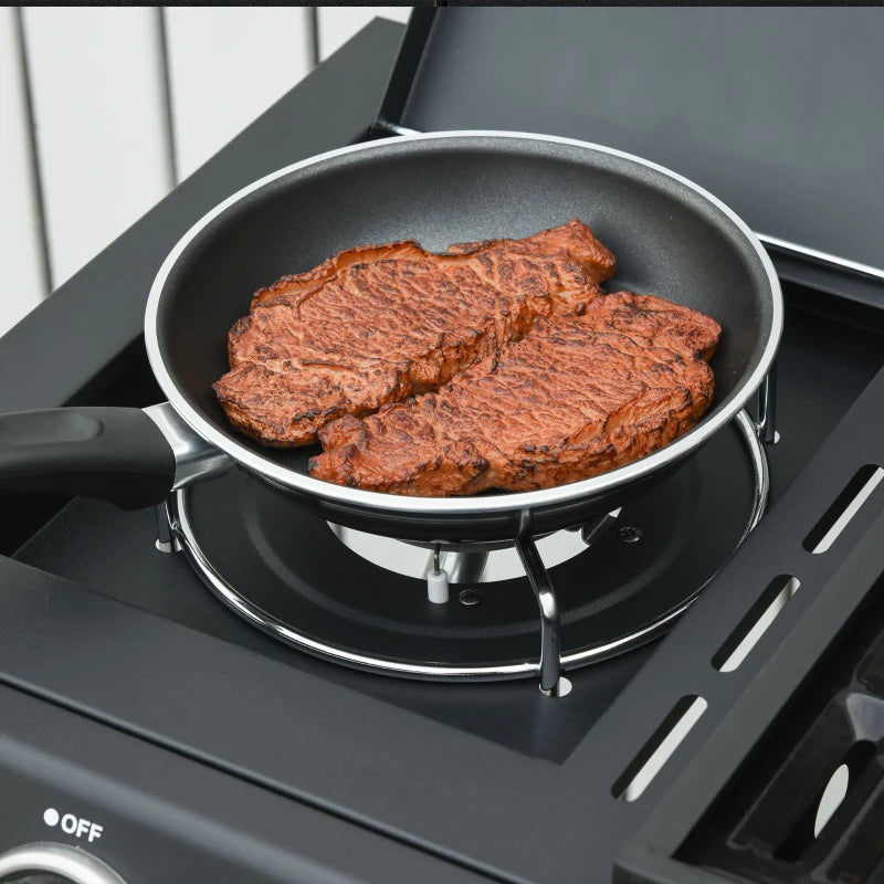 3-Burner Gas BBQ Grill with Side Burner and Storage Cabinet - Black