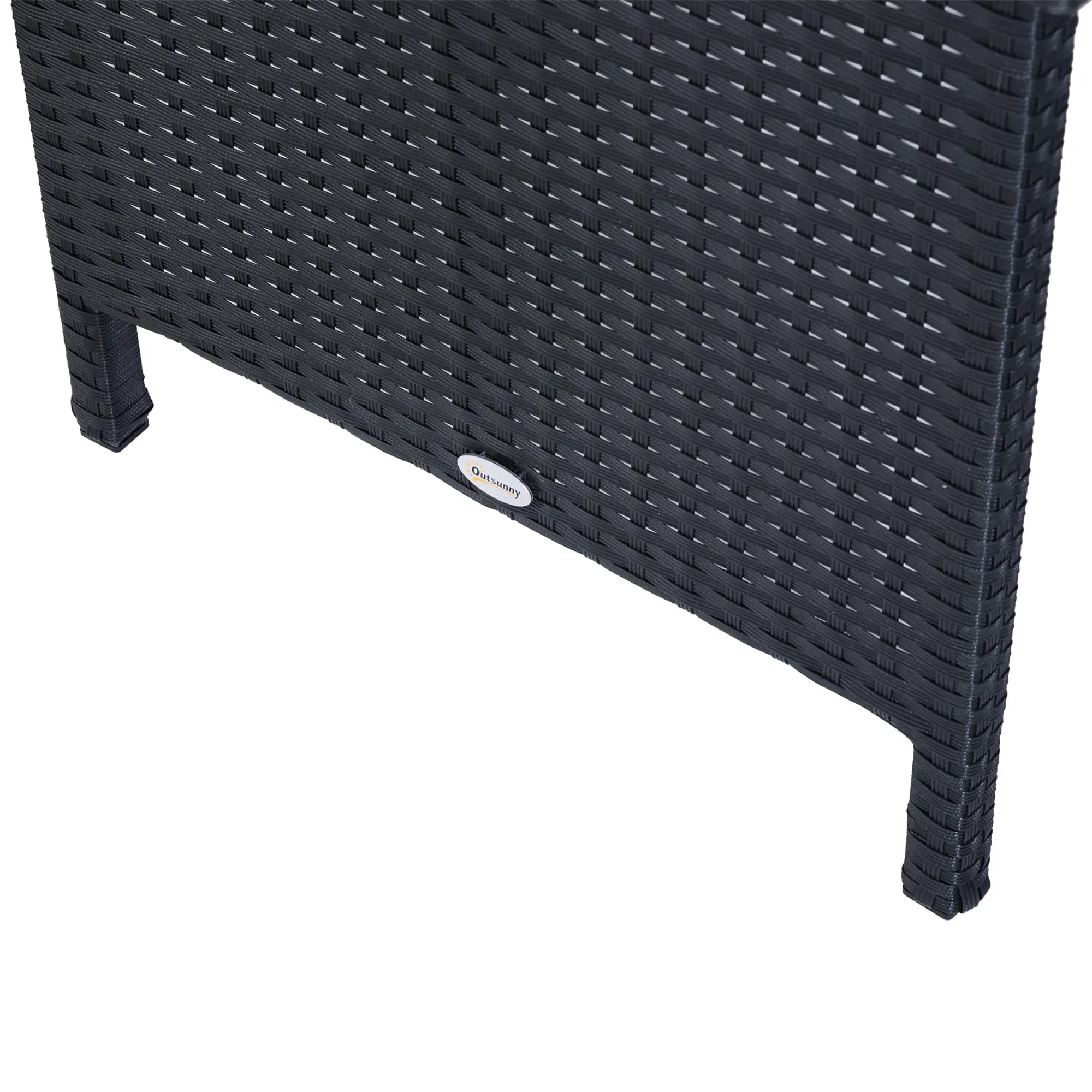 Black 8-Seater Rattan Wicker Corner Sofa Set With Table