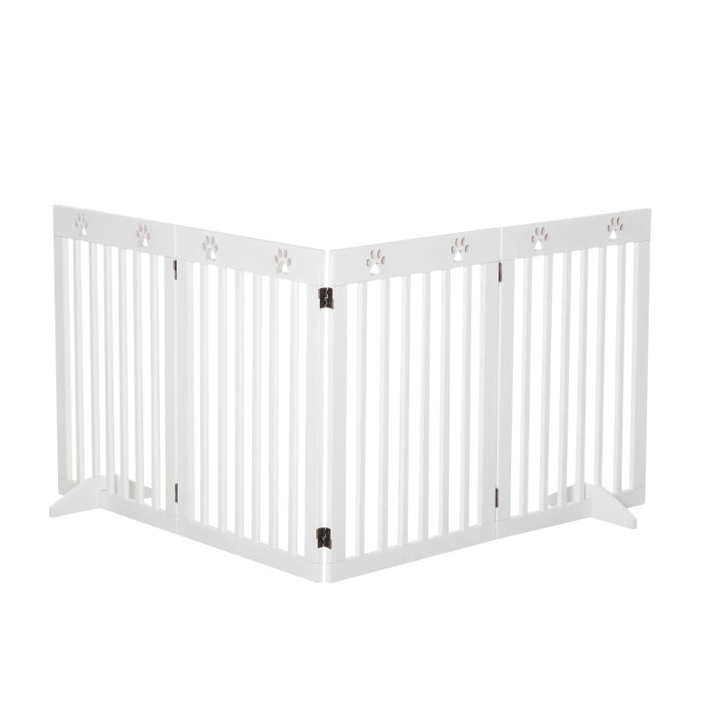 Foldable Wooden Pet Gate - Freestanding Dog Safety Barrier with Support Feet for Home Use