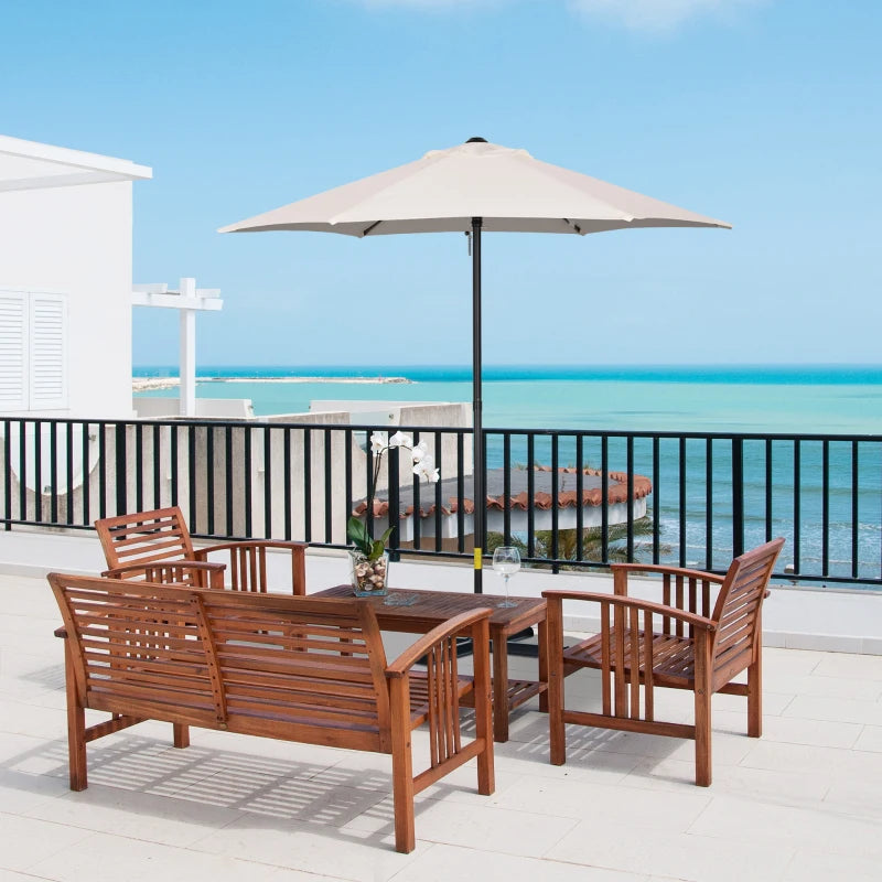 2m Cream White Outdoor Garden Parasol Umbrella with 6 Ribs