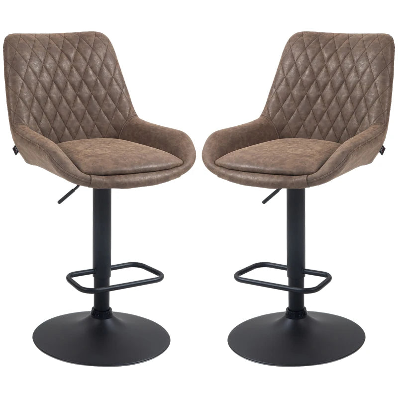 Adjustable Faux Leather Retro Bar Stools for Home Use in Brown