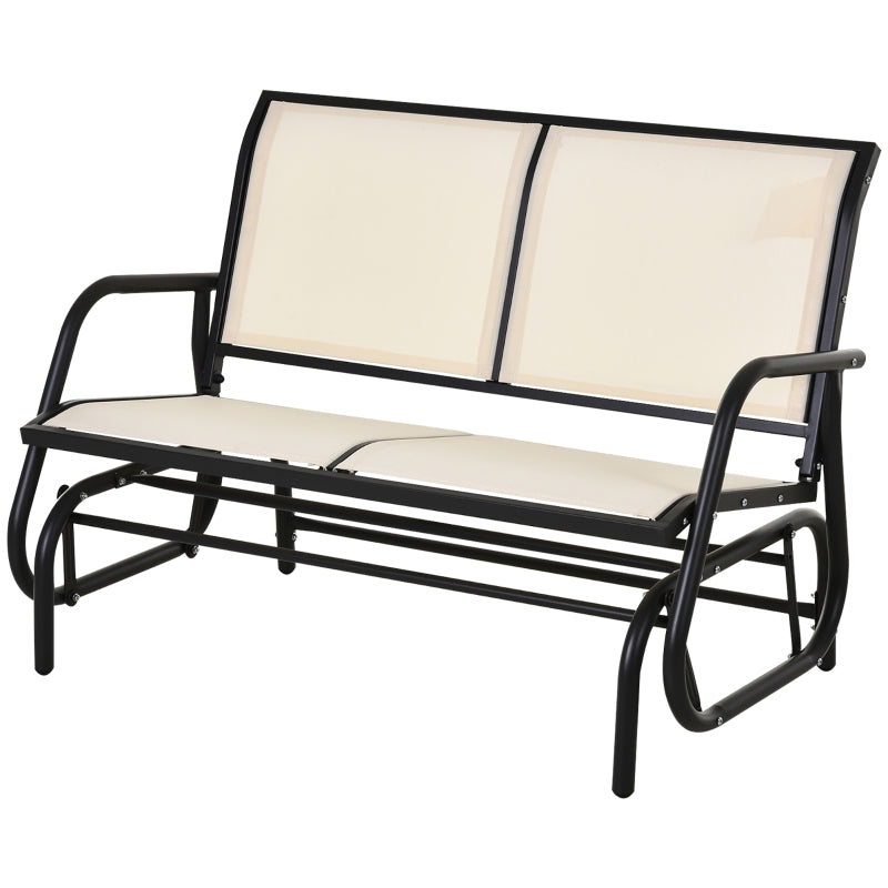 Cream 2-Person Outdoor Glider Loveseat