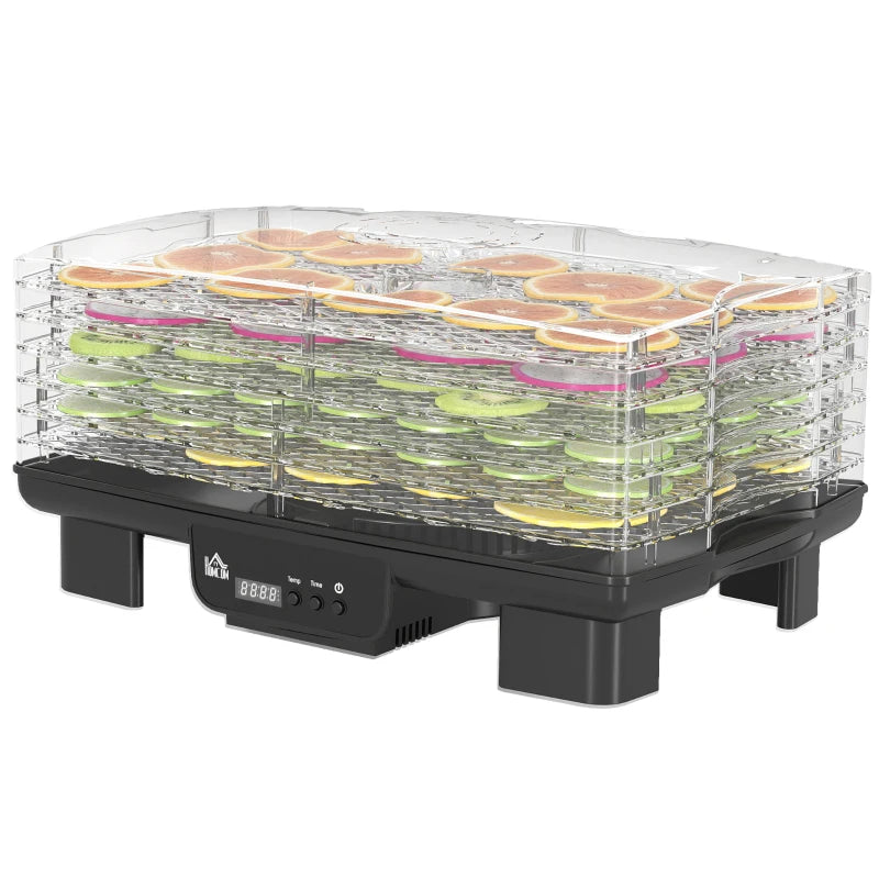 Premium Six-Tray Food Dehydrator - Black | Efficient, Versatile, Perfect for Healthy Snacks & Preserving Fruits, Vegetables, and Jerky