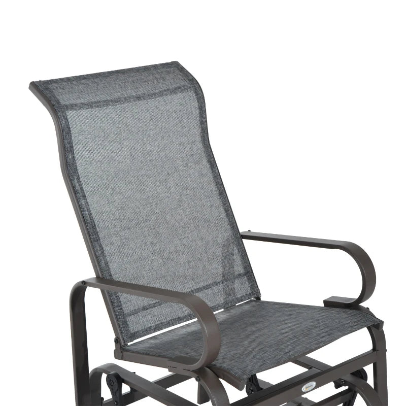 Grey & Brown Outdoor Gliding Rocking Chair - Sturdy Metal Frame