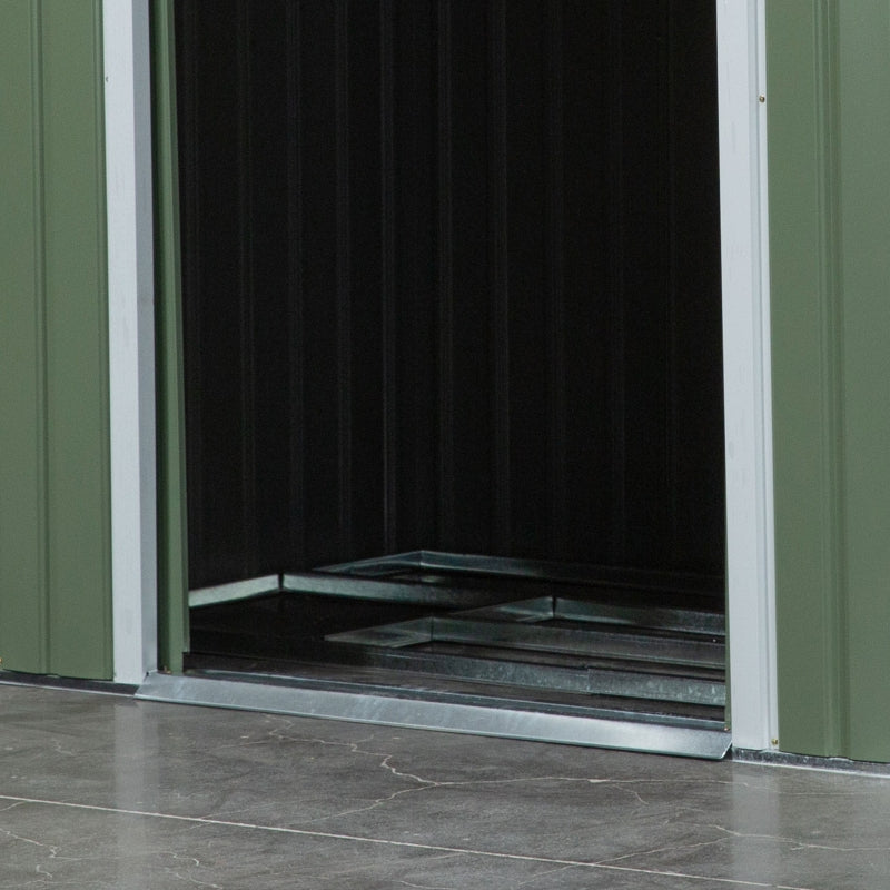Green 7ft x 4ft Galvanised Steel Garden Shed with Foundation Kit