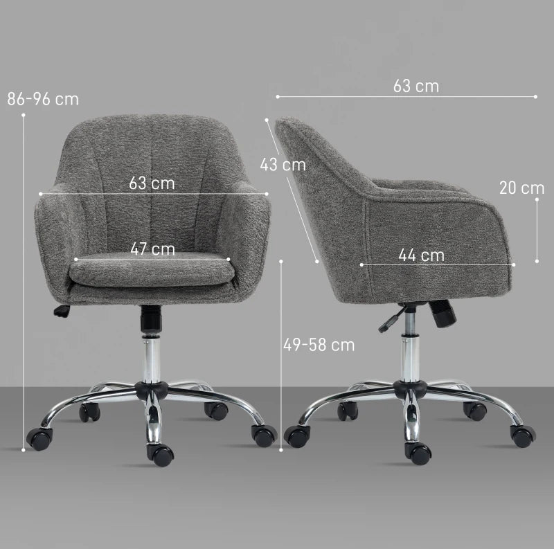 Luxurious Velvet-Feel Office Chair in Grey - Ergonomic Design for Comfort and Style - Perfect for Home or Office