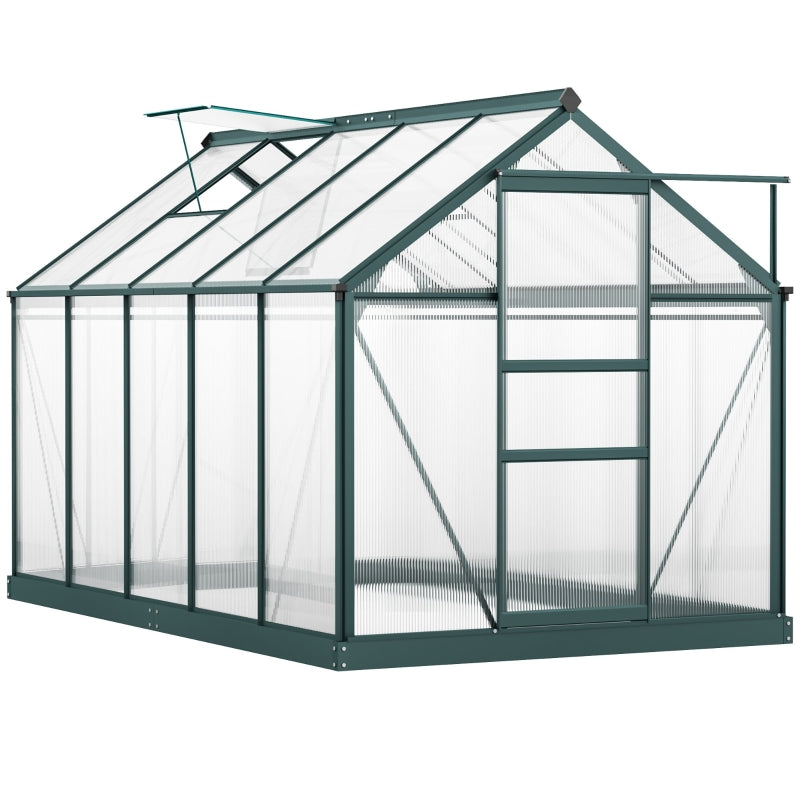 6ft x 10ft Large Dark Green Polycarbonate Greenhouse with Slide Door and Window